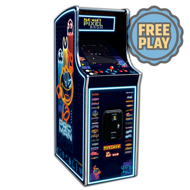 Bandai Namco Pac-Man Pixel Bash Neon Cabaret Arcade Free Play Badge Full View