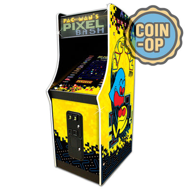 Bandai Namco Pac-Man Pixel Bash Upright Arcade Cabinet Coin-Op Badge Full View