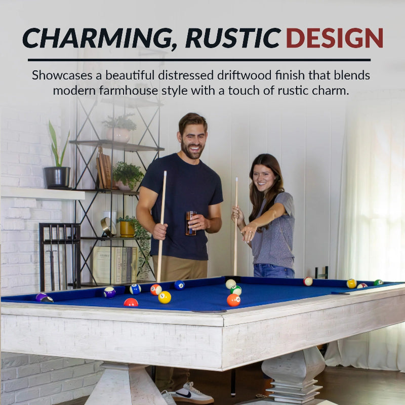 Hathaway Montecito 8-ft Non-Slate Driftwood Pool Table Free Play Rustic Design