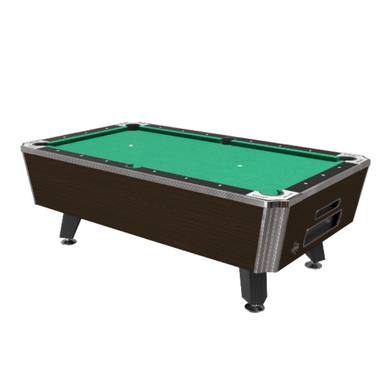 Pool table with green felt surface on a white background