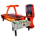 One air hockey, one electronic dartboard, one foosbal table on a white background used for bundle picture