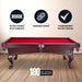Hathaway Augusta 8-ft Pool Table Mahogany with Red Pelt Free Play Features Poster