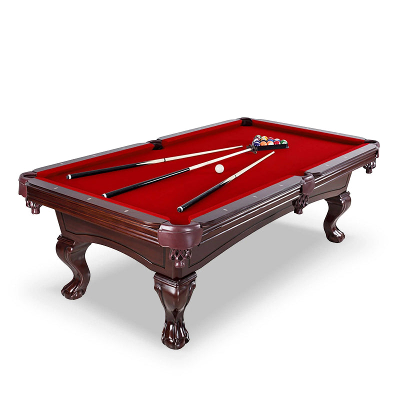 Hathaway Augusta 8-ft Pool Table Mahogany with Red Pelt Free Play Full View