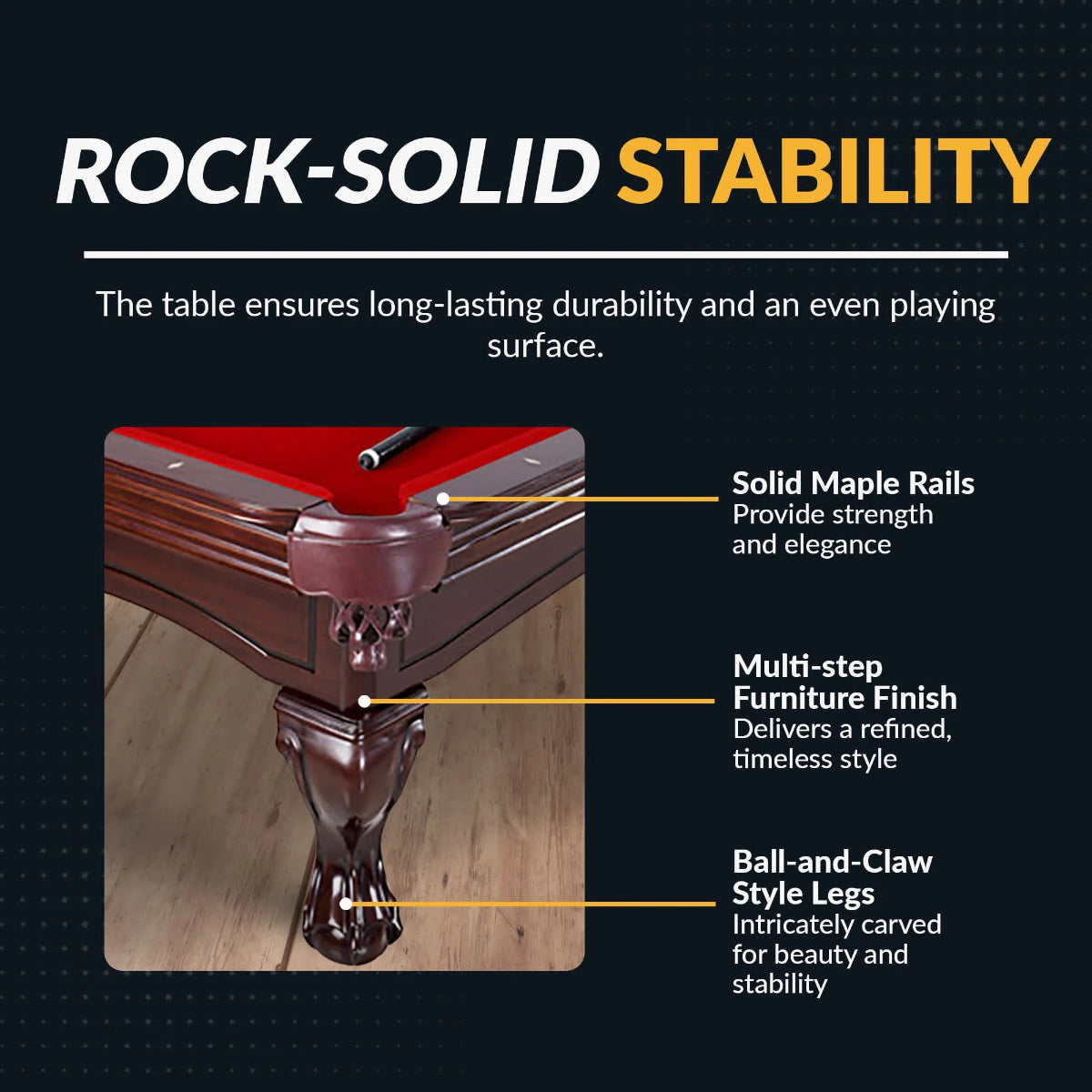 Hathaway Augusta 8-ft Pool Table Mahogany with Red Pelt Free Play Rock-Solid Stability Poster