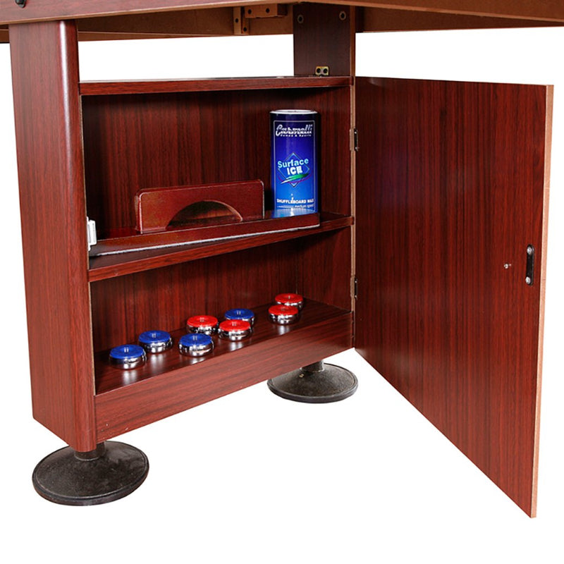 Hathaway Challenger Shuffleboard Table Dark Cherry Finish Free Play Open Drawer 9' 12'