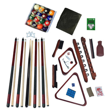 Hathaway Deluxe Billiards Accessory Kit Mahogany Finish Overhead View