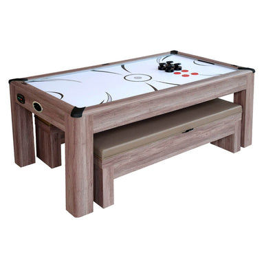 Hathaway Driftwood 7-ft Air Combo Set Hockey Table Free Play Full View 1