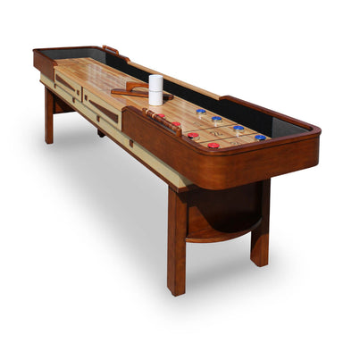 Hathaway Merlot 9-ft Shuffleboard Table Walnut Finish Free Play Full View 9' 12'