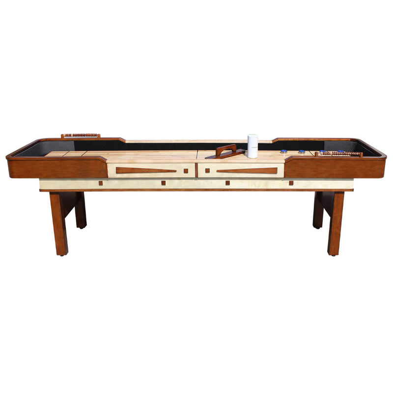 Hathaway Merlot 9-ft Shuffleboard Table Walnut Finish Free Play Side View 9' 12'