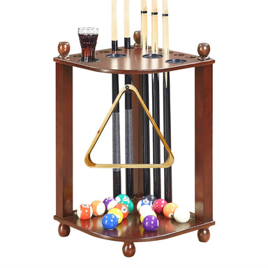 Hathaway Regent 28-in Corner Floor Billiard Cue Rack Full View Image Walnut 