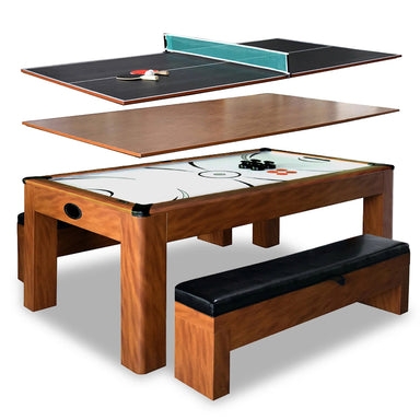 Hathaway Sherwood 7-ft Air Hockey Combo Set Table Free Play Full View 1