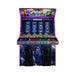 Alan-1 Avian Knights Deluxe 4-player arcade cabinet front view with illuminated marquee, 55-inch monitor, four control stations, and RGB LED T-molding.