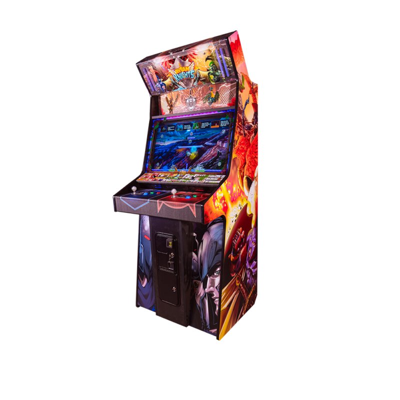 Alan-1 Avian Knights Pro 2-Player Arcade Cabinet commercial upright front three-quarter view with 32 inch monitor and dual control panels