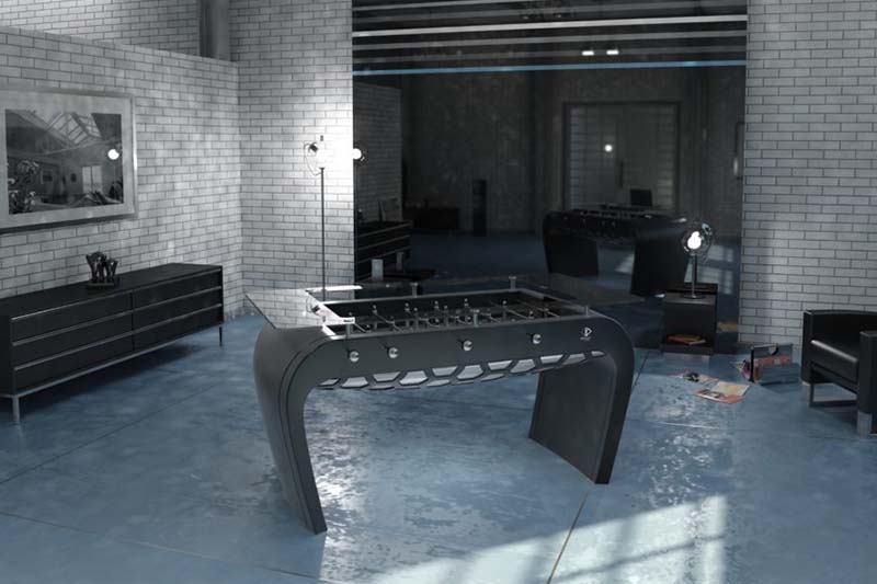 Blackball Foosball Table Black with Glass Top