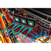 Stern Black Knight Sword of Rage Pro Pinball Machine, close-up of 3 bank drop targets and Skeleton Lane spinning targets.