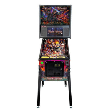 Stern Black Knight Sword of Rage Premium, full front view of the cabinet, backbox and playfield on a white background