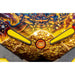Stern Black Knight Sword of Rage Premium, playfield detail with flippers, gold coin art, and Shoot Again lit insert.
