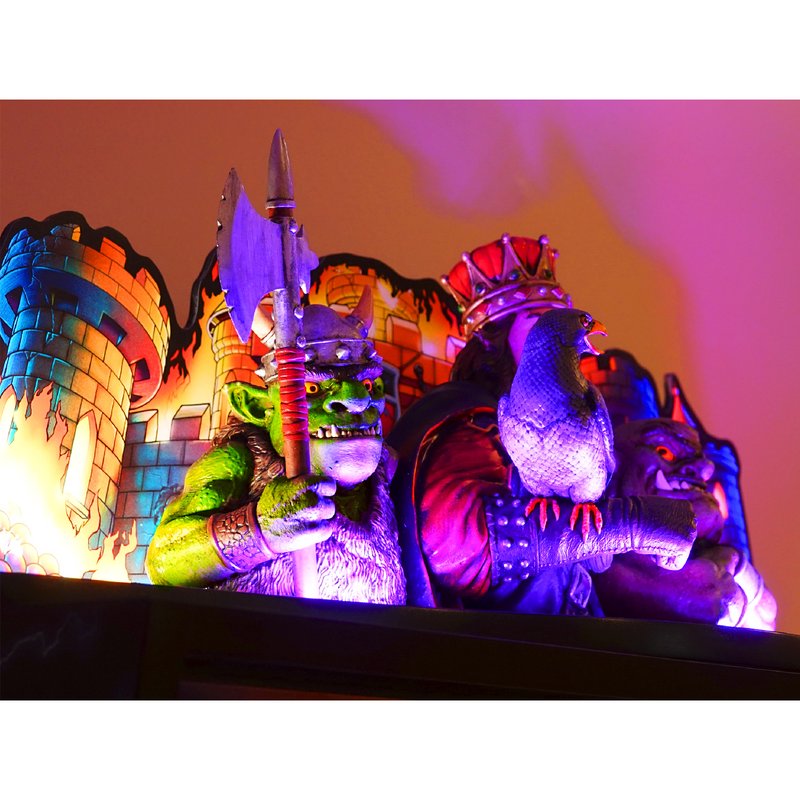Chicago Gaming Medieval Madness Remake Merlin Edition pinball machine home model featuring illuminated castle and dragon creature sculptures