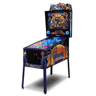 Chicago Gaming Medieval Madness Remake Merlin Edition pinball machine, home model, front view showing playfield and backglass display