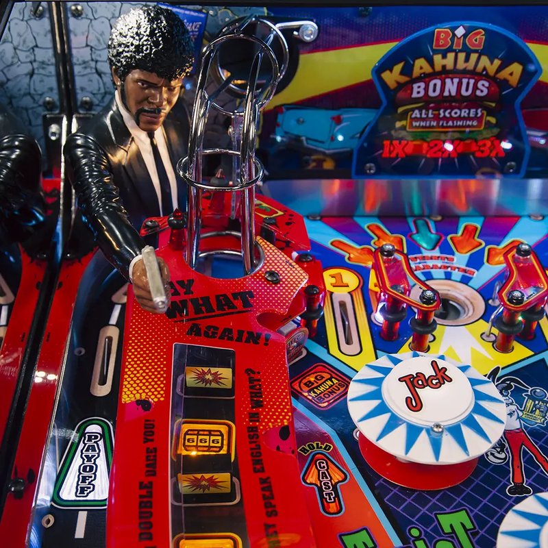 Chicago Gaming Pulp Fiction Pinball Machine commercial pinball playfield overview with ramps and bumpers visible image