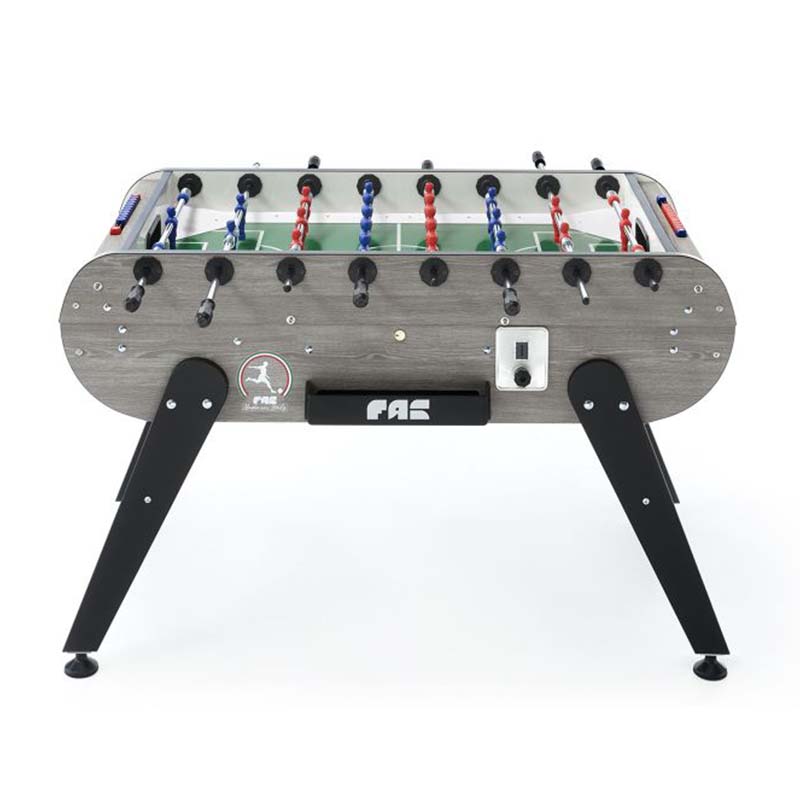 FAS Pendezza Tornado Gray Wood Foosball Table Side View Image