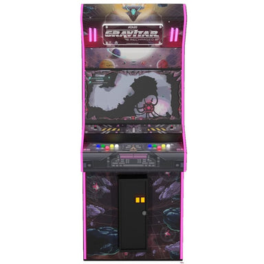 Atari Gravitar Recharged Pro 2 Player Arcade Cabinet, full front view showing marquee, panel, screen, control panel, coin door.