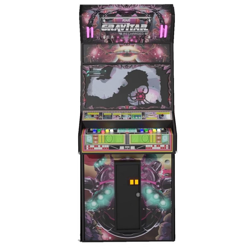 Atari Gravitar Recharged Pro 2 Player Arcade Cabinet, full front view showing marquee, vanguard panel, screen, control panel.