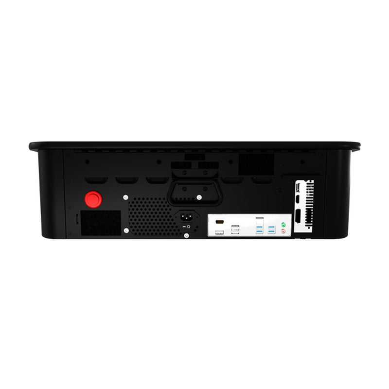 Incredible Technologies Arcade Collection GO portable arcade cabinet rear view showing power connections, ventilation ports, and I/O ports for home use
