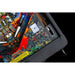 Stern Metallica Remastered Premium pinball machine playfield detail showing Coffin ball lock window, pop bumpers, and illuminated targets.