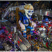 Stern Metallica Remastered Premium pinball machine, close-up of Sparky's Electric Chair sculpted figure with articulated arms and illuminated skull head