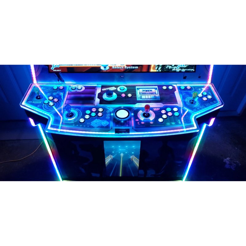 paradox arcades falcon v2.0 xl 4 player arcade cabinet  control panel full view lighted