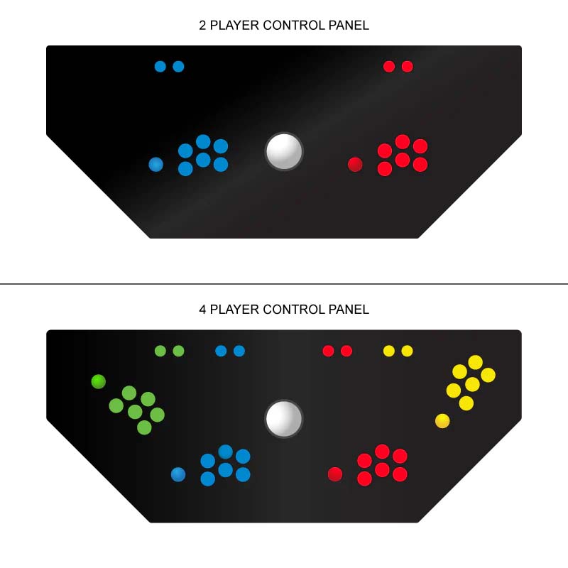 Quality Arcades Pedestal 2 vs 4 Player Control Panel Image