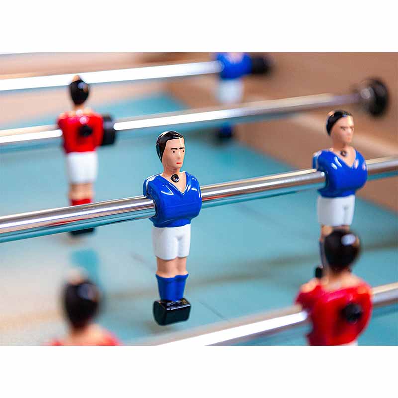 Rene Pierre Leader Indoor Foosball Table Blue Player Zoomed