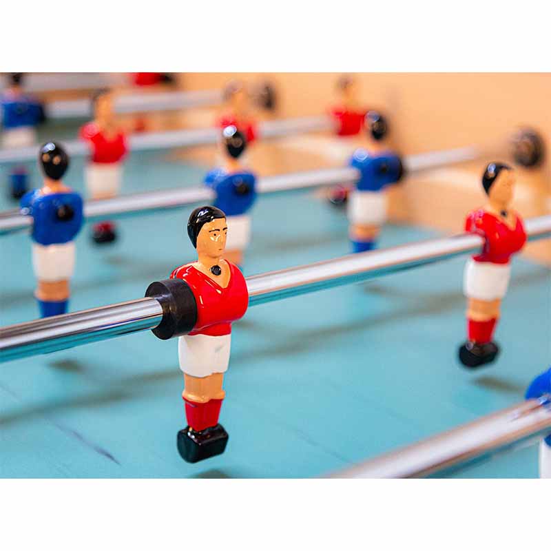 Rene Pierre Leader Indoor Foosball Table Red Player Zoomed