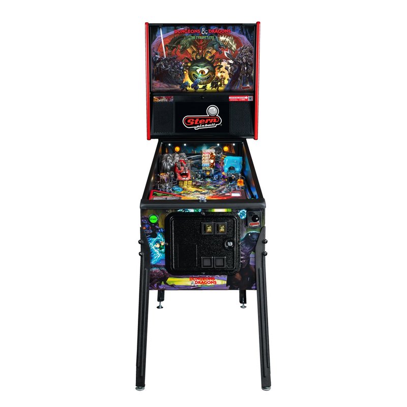 Stern Dungeons & Dragons: The Tyrant's Eye Premium Pinball Machine, commercial coin-operated model shown in full front view with playfield and backbox display visible.