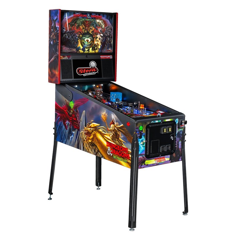 Stern Dungeons & Dragons: The Tyrant's Eye Premium Pinball Machine commercial coin-operated game, full front view showing playfield and backbox display.