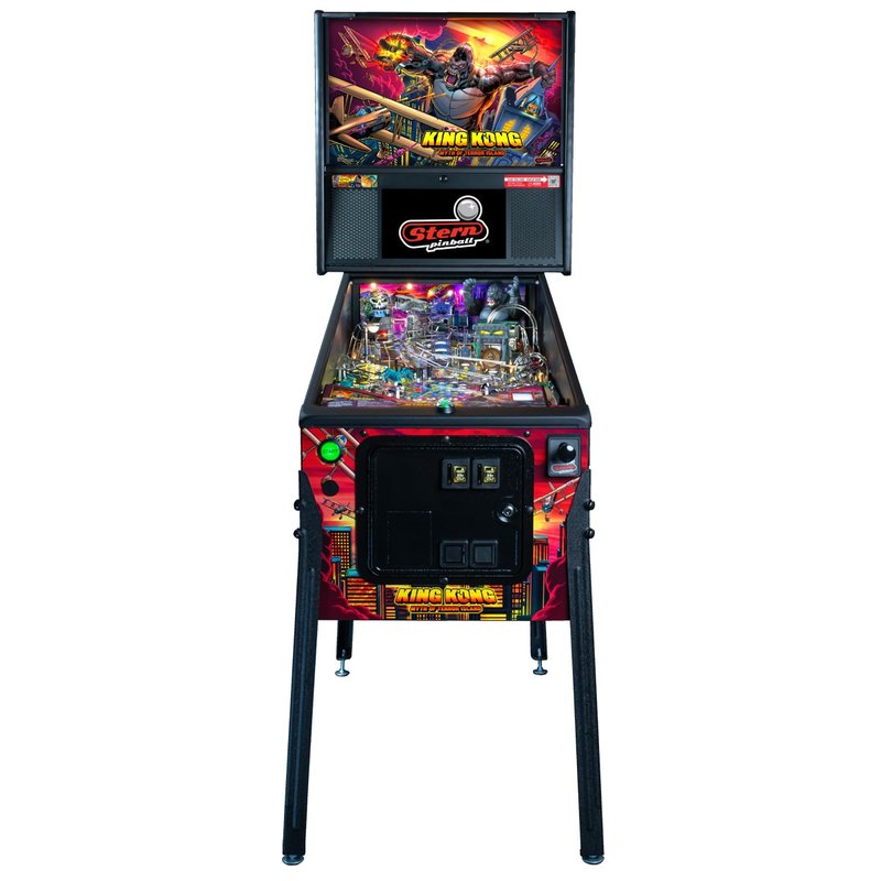 Stern King Kong Myth of Terror Island Premium Pinball Machine commercial coin-operated full cabinet front view with LCD backbox display and playfield