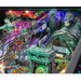 Stern King Kong Myth of Terror Island Premium Pinball Machine playfield overview showing animatronic Kong figure, temple gong toy, NYC train car lock, and multiple ramps.