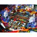 Stern Metallica Remastered Premium Pinball Machine playfield detail showing RGB sculpted skulls, drop targets, and illuminated ramps from above.