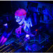 Stern Metallica Remastered Premium Pinball Machine featuring illuminated RGB Sparky skull figure and skeleton with glowing eyes in electric chair, commercial pinball game detail view.