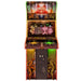Yars Recharged MirrorFX Arcade Cabinet, front view: marquee, MirrorFX hood, dual-joystick panel, coin door, mantis side art.