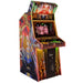 Yars Recharged MirrorFX Arcade Cabinet, angled side view showing marquee, display hood, control panel, and mantis side artwork.